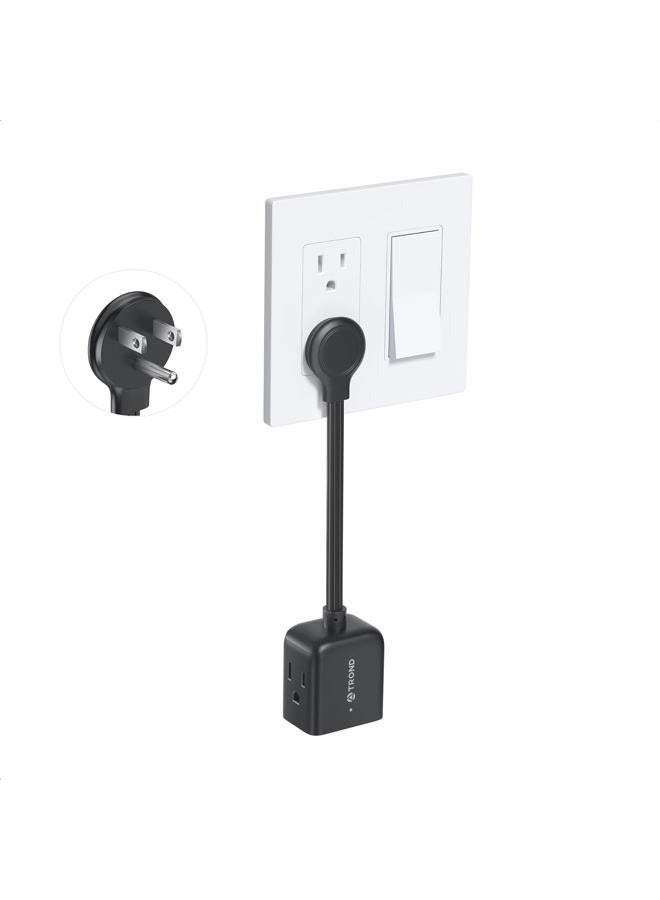 TROND Flat Outlet Extender with 6 Inch Cord - ETL Listed Multi Plug Extension Outlet Splitter, Electrical 3 Way Plug Adapter Wall Extender for Home Office Cruise Ship Travel Essentials, Black - Image 1