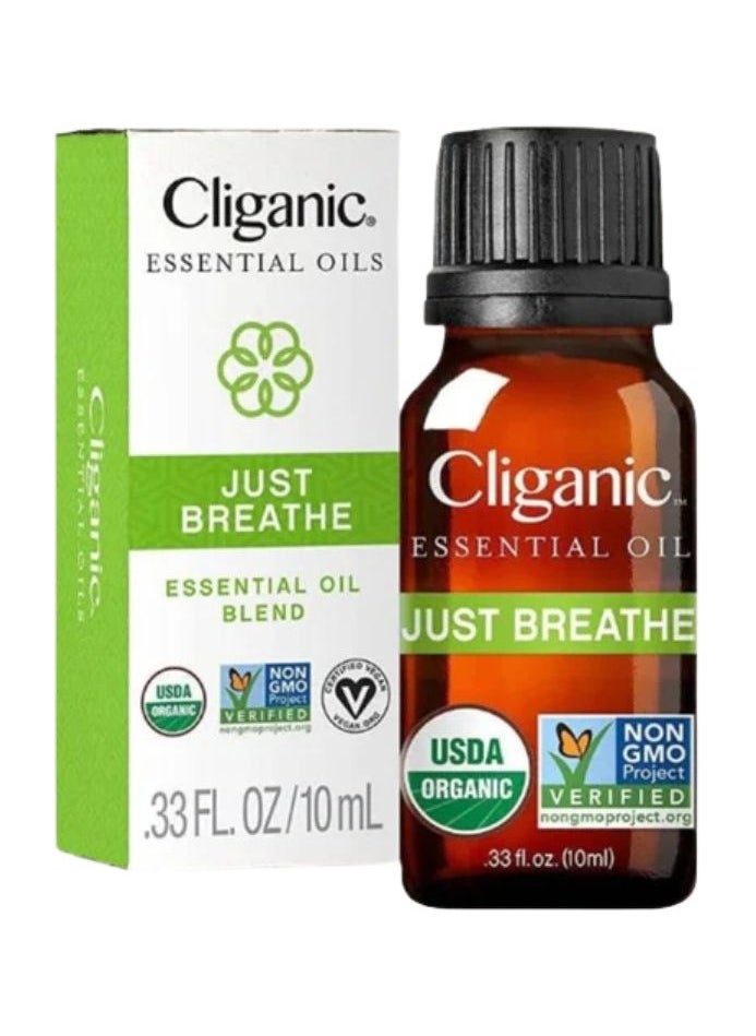 Cliganic - Organic Just Breathe Essential Oil Blend 10ml, 100% Pure, Natural Aromatherapy Oil for Diffuser Steam, Non-GMO Verified - Image 1