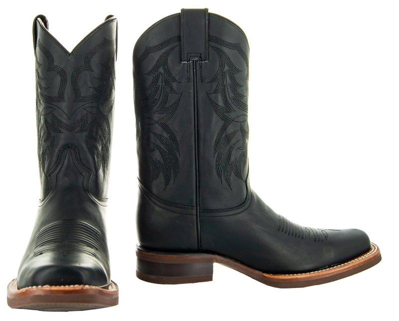 Soto Boots Mens Square Toe Cowboy Boots H4002 Black8