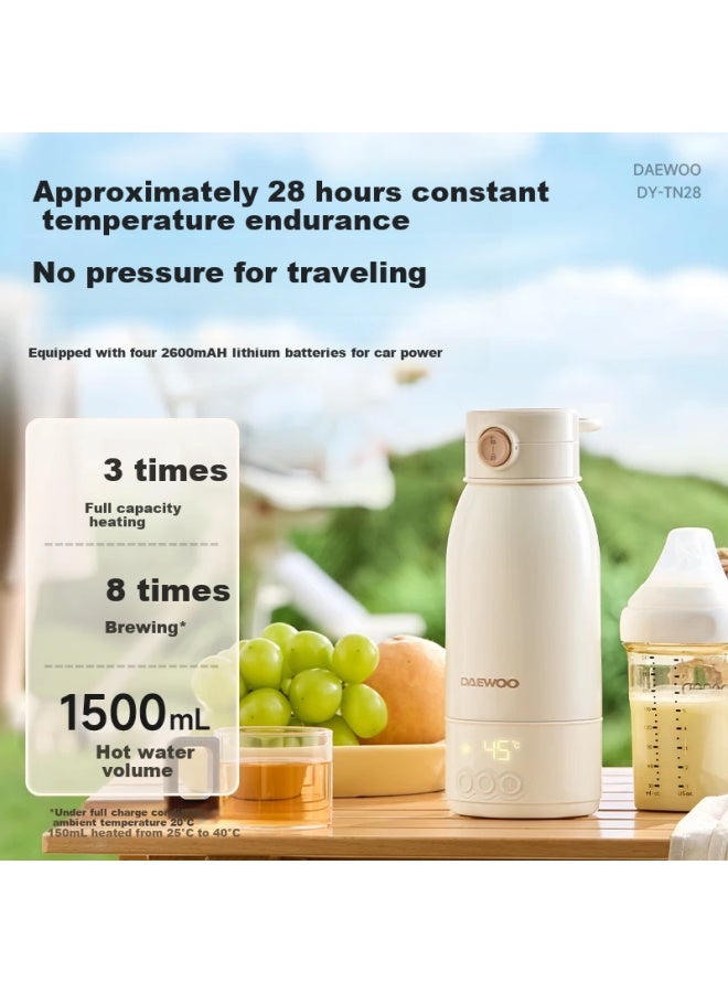 Daewoo Wireless Portable Milk Frother Cup Constant Temperature Hot Water Kettle Baby Milk Warmer With Milk Frothing Function For Outings - Image 1