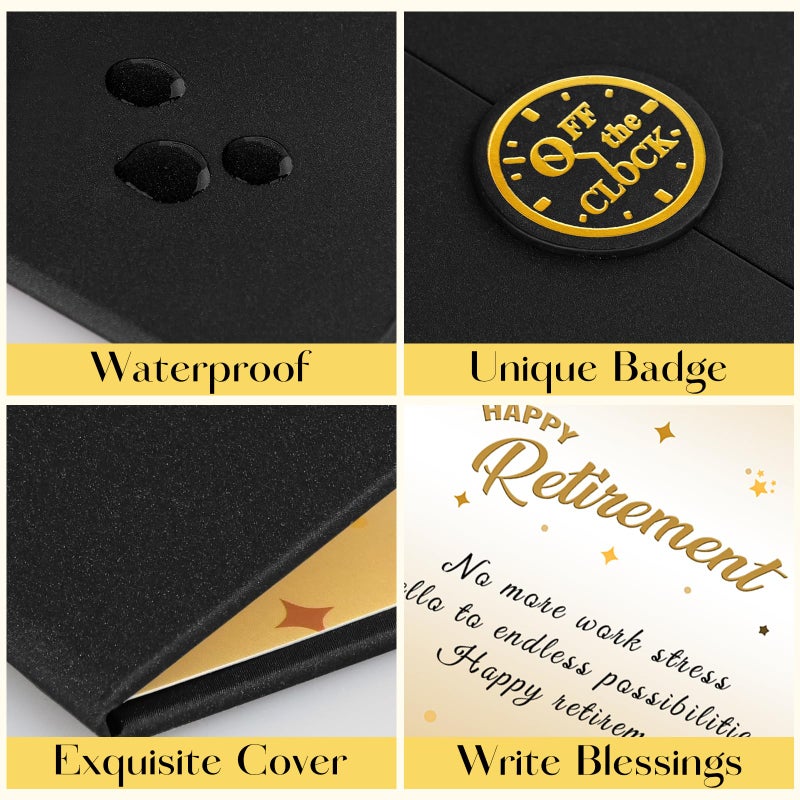 Dapsang Retirement Party Decorations Black Gold Retirement Alternative Signature Guest Book to Sign, Large Retird Card for Men Women, Happy Retirement Gifts Signing Card Board for Farewell Party Supplies - Image 3