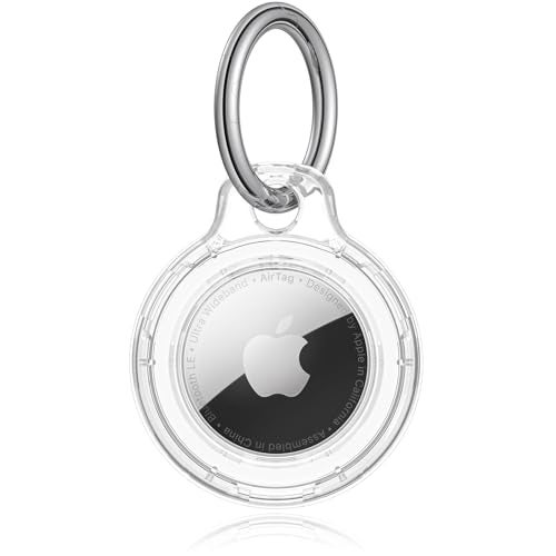 Tobfit Air Tag Holder, Airtag Keychain Holder, Anti-Scratch, Twist Lock Design, Air tag Case with Metal Key Chain Ring - AirTag Accessory for Kids, Keys, Pets, Luggage, & More, Transparent - Image 1
