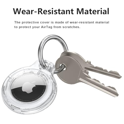 Tobfit Air Tag Holder, Airtag Keychain Holder, Anti-Scratch, Twist Lock Design, Air tag Case with Metal Key Chain Ring - AirTag Accessory for Kids, Keys, Pets, Luggage, & More, Transparent - Image 2