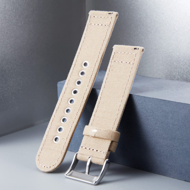 BINLUN Canvas Watch Bands Quick Release Sail Cloth Watch Straps Replacement 18mm 20mm 22mm 24mm Cotton Fabric Watchband for Men and Women with Silver/Black Buckle - Image 3