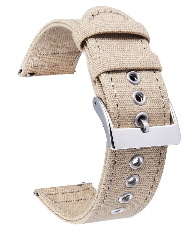 BINLUN Canvas Watch Bands Quick Release Sail Cloth Watch Straps Replacement 18mm 20mm 22mm 24mm Cotton Fabric Watchband for Men and Women with Silver/Black Buckle - Image 1