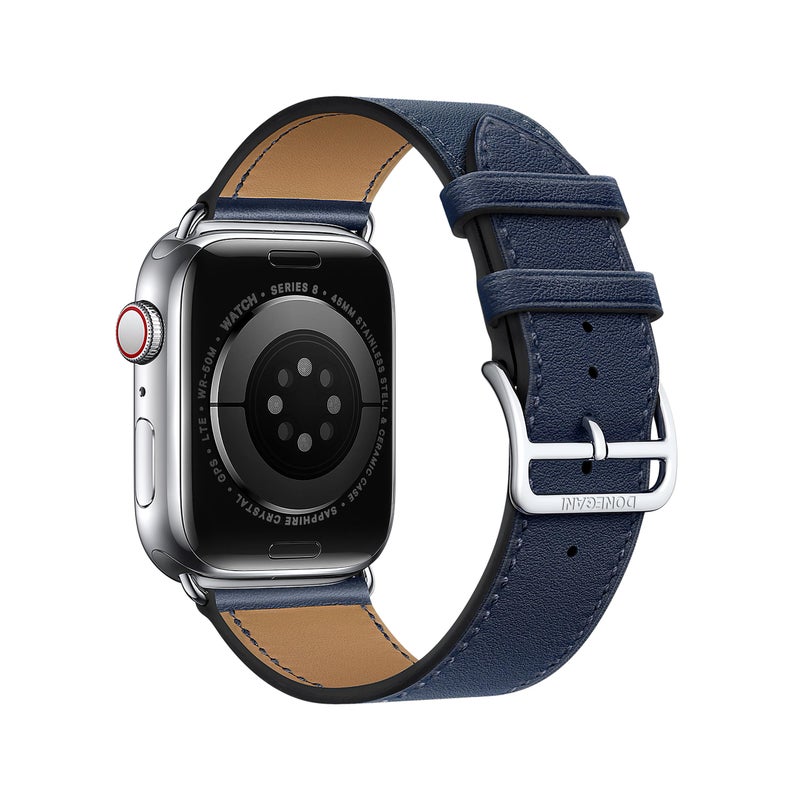 DONEGANI LB1 Leather Band for Apple Watch Bands Women Men Se Ultra 2 40mm 44mm 46mm 42mm 45mm 41mm 38mm 49mm Series 10 9 8 7 6 5 4 3 iWatch Strap Silicone Dark Blue - Image 2
