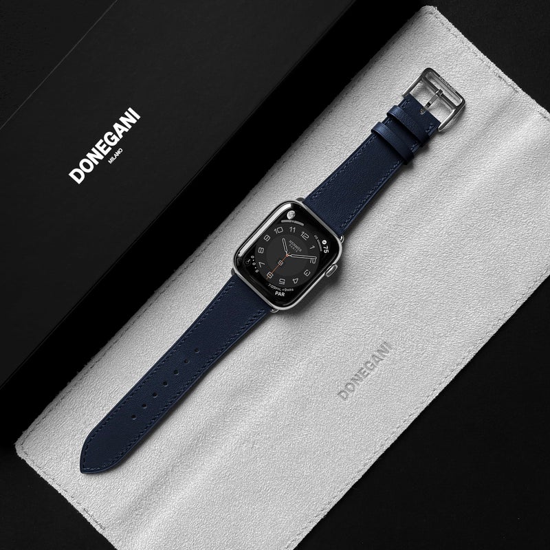 DONEGANI LB1 Leather Band for Apple Watch Bands Women Men Se Ultra 2 40mm 44mm 46mm 42mm 45mm 41mm 38mm 49mm Series 10 9 8 7 6 5 4 3 iWatch Strap Silicone Dark Blue - Image 5
