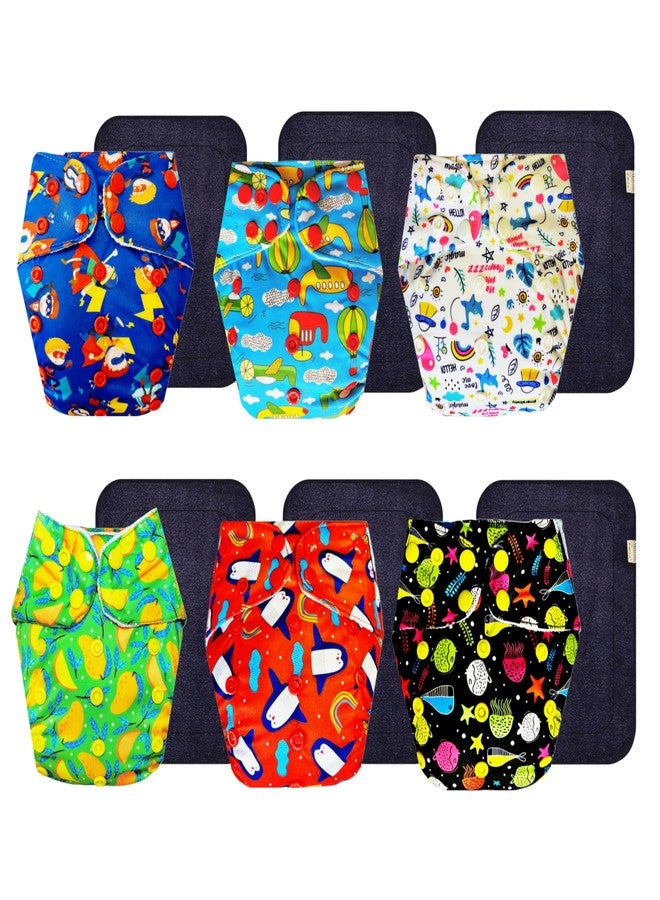 Dumbledo Premium Cloth Diaper with Black Insert (Pack of 6) | Soft & Gentle | Breathable | Travel Friendly | Designed by Moms | 3 Months - 3 Years | Unisex Baby - Image 1