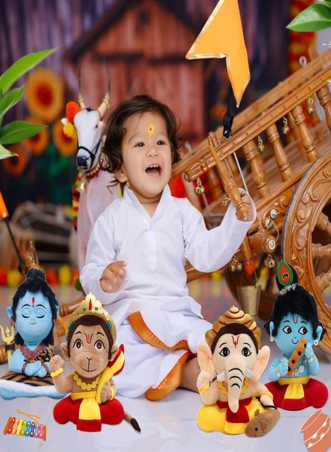 Panda's Box Mantra Chanting Baby Krishna, Hanuman, Ganesha & Shiva | Interactive Musical Soft Stuffed Plush Toy | Non-Toxic, Safe | Best Birthday Gift for Newborn Kids (Boys, Girls) | Pack of 4-Small - Image 3