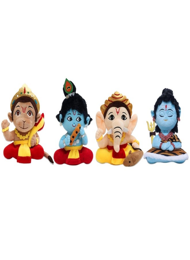 Panda's Box Mantra Chanting Baby Krishna, Hanuman, Ganesha & Shiva | Interactive Musical Soft Stuffed Plush Toy | Non-Toxic, Safe | Best Birthday Gift for Newborn Kids (Boys, Girls) | Pack of 4-Small - Image 1