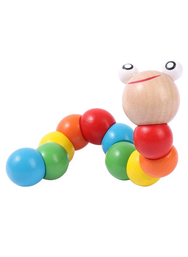 1-Piece Cute Wooden Multicolor Magical Twisting Insect Toy - Wood with Non-Toxic Paint, 360° Rotatable Limbs & Sensory Textures - for Kids Ages 3+ Montessori Play & Stress Relief  - Image 5