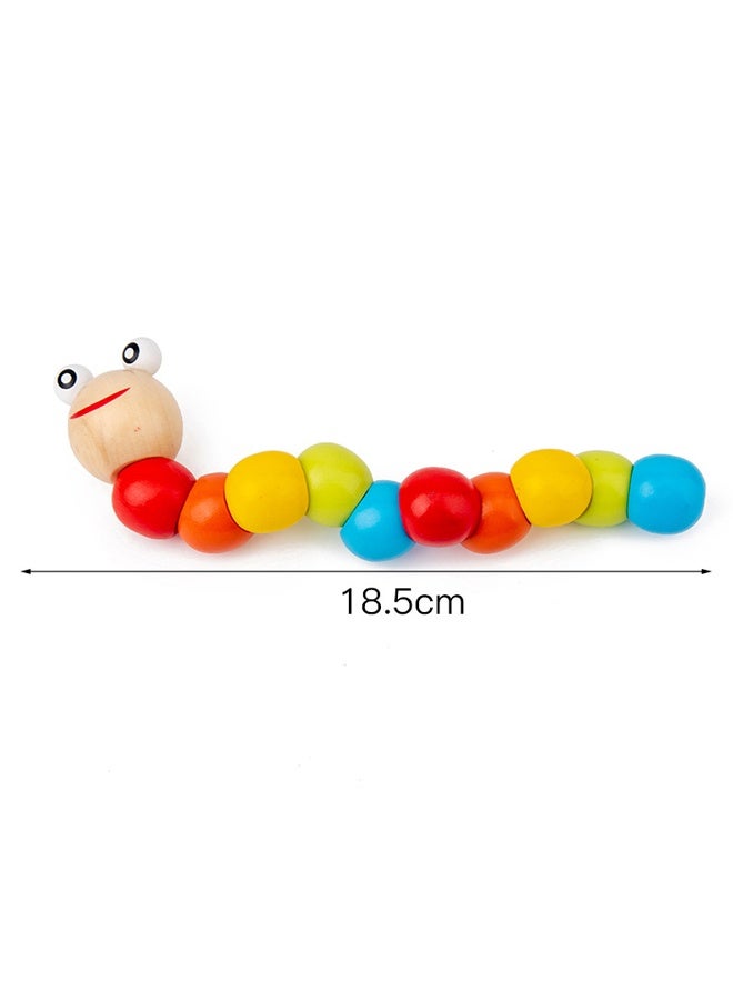 1-Piece Cute Wooden Multicolor Magical Twisting Insect Toy - Wood with Non-Toxic Paint, 360° Rotatable Limbs & Sensory Textures - for Kids Ages 3+ Montessori Play & Stress Relief  - Image 2