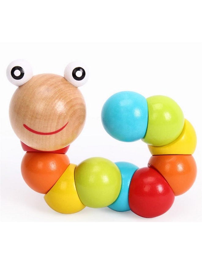 1-Piece Cute Wooden Multicolor Magical Twisting Insect Toy - Wood with Non-Toxic Paint, 360° Rotatable Limbs & Sensory Textures - for Kids Ages 3+ Montessori Play & Stress Relief  - Image 1