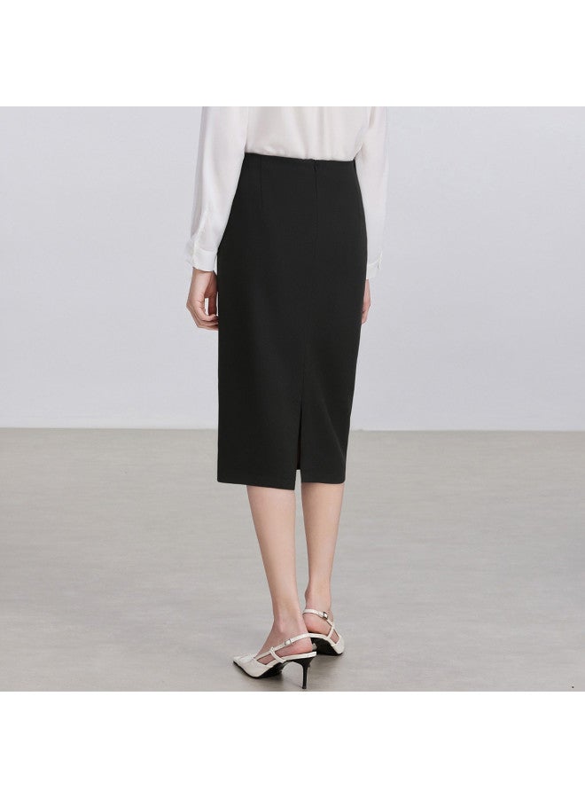 Fapai Elegant Business] Women's Suit Pencil Skirt Simple Commuting Versatile Light Workplace Back Slit Skirt - Image 3