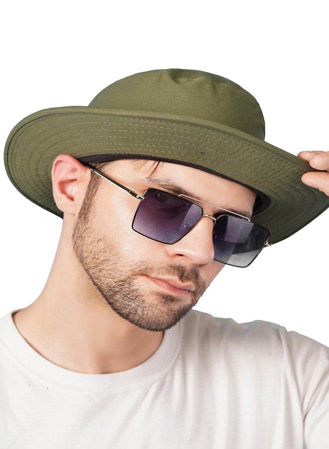 PrimeBox Cotton Classic Packable Beach Outdoor Bucket Sun Hat for Men Women Adult Teen Summer Sun Protection Pack of 1pcs Hat (Olive Green) - Image 5