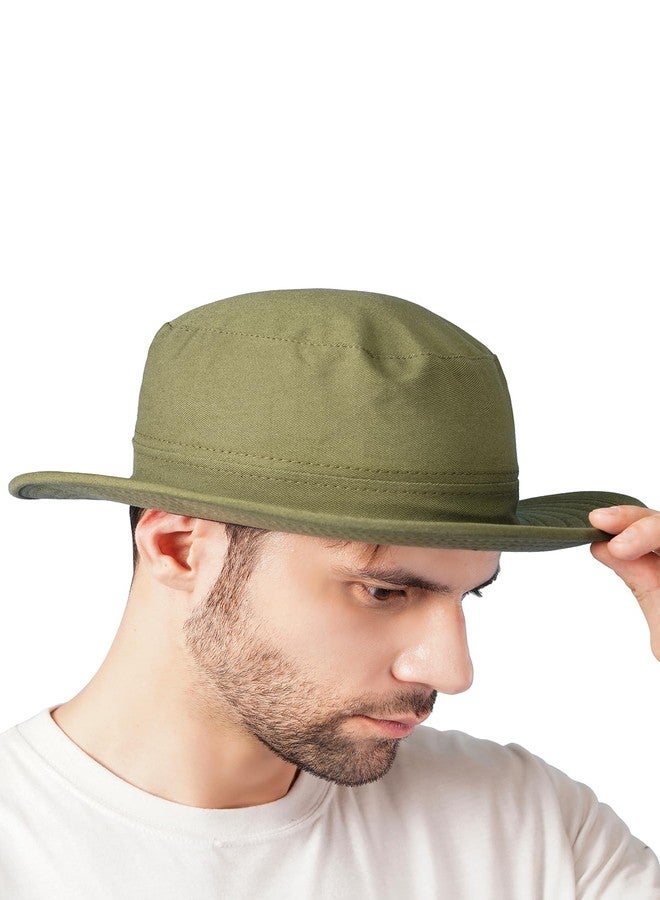 PrimeBox Cotton Classic Packable Beach Outdoor Bucket Sun Hat for Men Women Adult Teen Summer Sun Protection Pack of 1pcs Hat (Olive Green) - Image 3