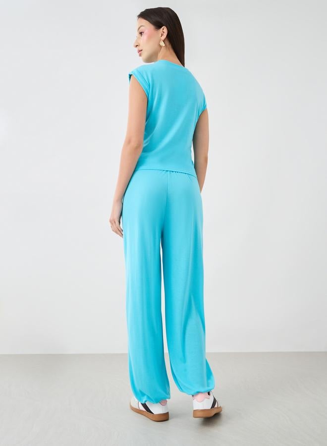 Take Two Solid Round Neck Tank Top and Wide Leg Pants Co-Ords - Image 5
