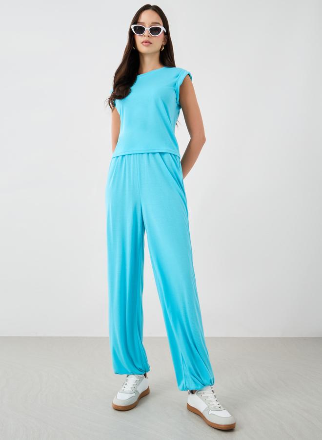 Take Two Solid Round Neck Tank Top and Wide Leg Pants Co-Ords - Image 1