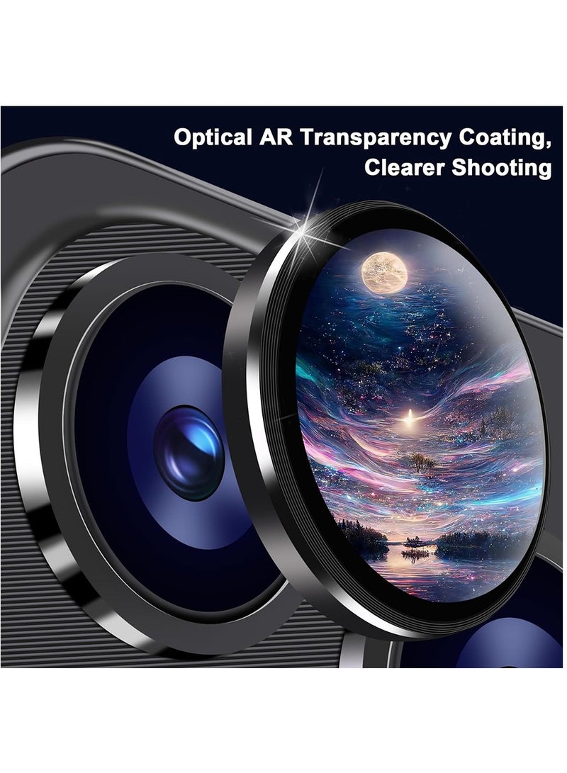 3-Piece Camera Lens Protector for iPhone 15 Pro Max/iPhone 15 Pro Zinc Alloy One Piece Camera Cover Shatterproof - Black - Image 3