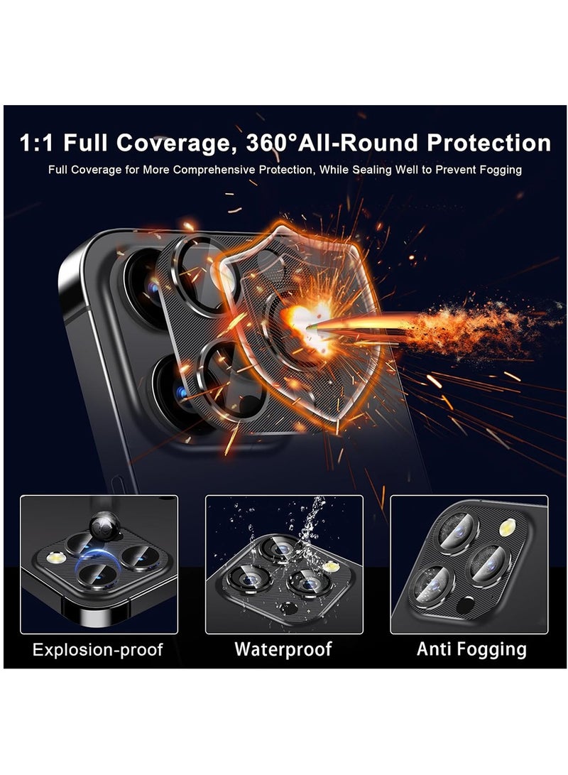 3-Piece Camera Lens Protector for iPhone 15 Pro Max/iPhone 15 Pro Zinc Alloy One Piece Camera Cover Shatterproof - Black - Image 4