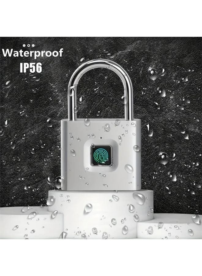 Black Mini Smart Fingerprint Padlock Keyless USB Rechargeable Waterproof Security Lock - Image 3