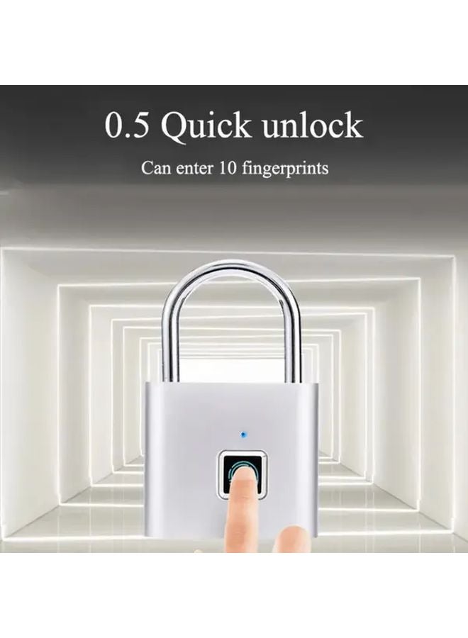 Black Mini Smart Fingerprint Padlock Keyless USB Rechargeable Waterproof Security Lock - Image 4