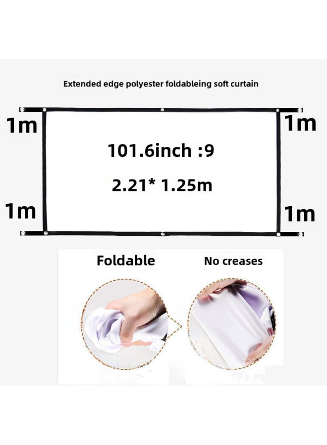 Neutral Polyester Simple Folding Soft Curtain 100 Inch 120 Inch Outdoor Portable Hd Projector Screen With Hook - Image 1