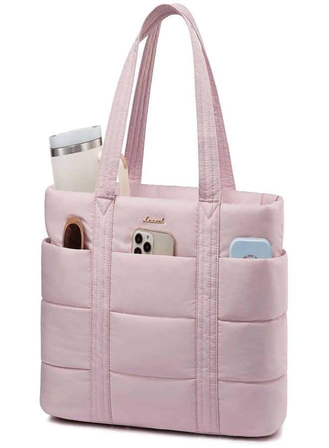 LOVEVOOK Tote Bag for Women, Large Puffer Work Tote Bag for 15.6 Inch Laptop, Lightweight Travel Tote with Zipper Gifts for Women - Image 1