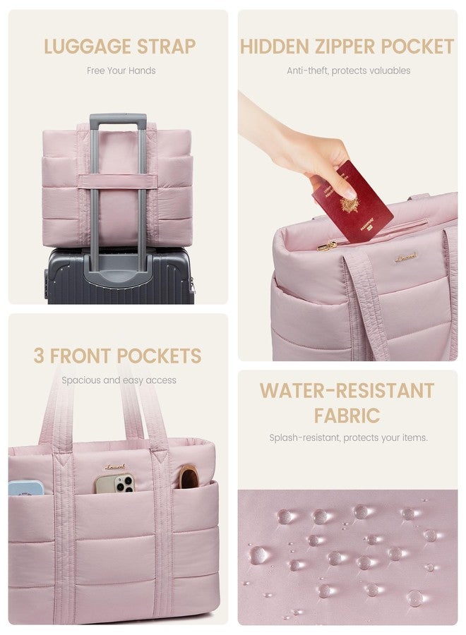 LOVEVOOK Tote Bag for Women, Large Puffer Work Tote Bag for 15.6 Inch Laptop, Lightweight Travel Tote with Zipper Gifts for Women - Image 4