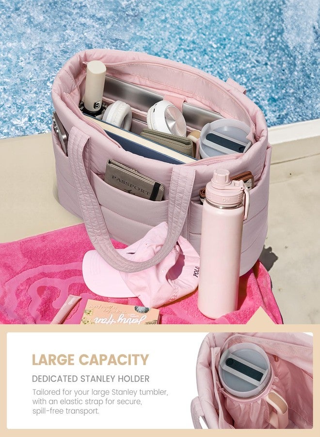 LOVEVOOK Tote Bag for Women, Large Puffer Work Tote Bag for 15.6 Inch Laptop, Lightweight Travel Tote with Zipper Gifts for Women - Image 2