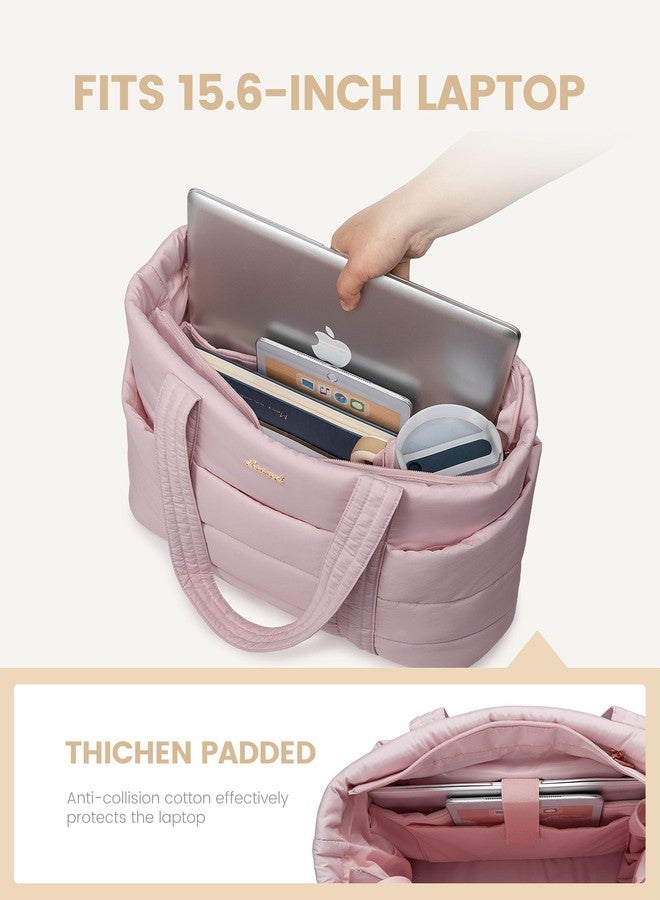 LOVEVOOK Tote Bag for Women, Large Puffer Work Tote Bag for 15.6 Inch Laptop, Lightweight Travel Tote with Zipper Gifts for Women - Image 5