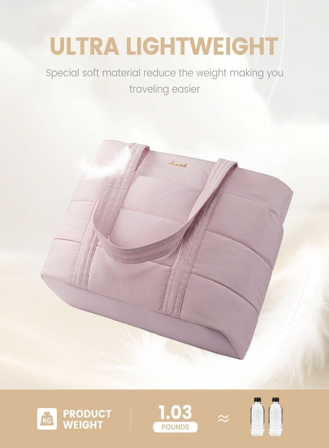 LOVEVOOK Tote Bag for Women, Large Puffer Work Tote Bag for 15.6 Inch Laptop, Lightweight Travel Tote with Zipper Gifts for Women - Image 3