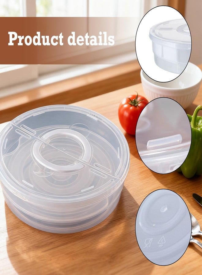 Vankcp 2 Pack 12 Inch Pie Carrier with Lid and Handle Reusable 2 Compartments Food Storage Container Plastic Pizza Storage Containers Round Pie Keeper for Cake Cheesecake Tortilla - Image 3