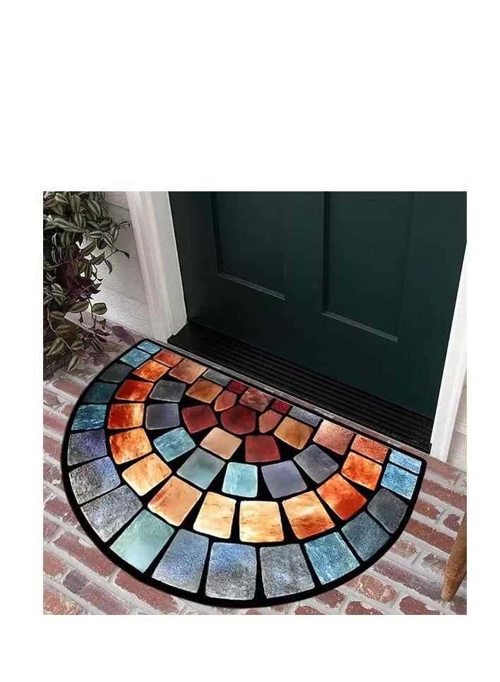 Half circular Door Mat Welcome Mat Front Door Mat Outdoor for Home Entrance Outdoor Mat for Outside Entry Way Doormat Entry Rugs - Image 1