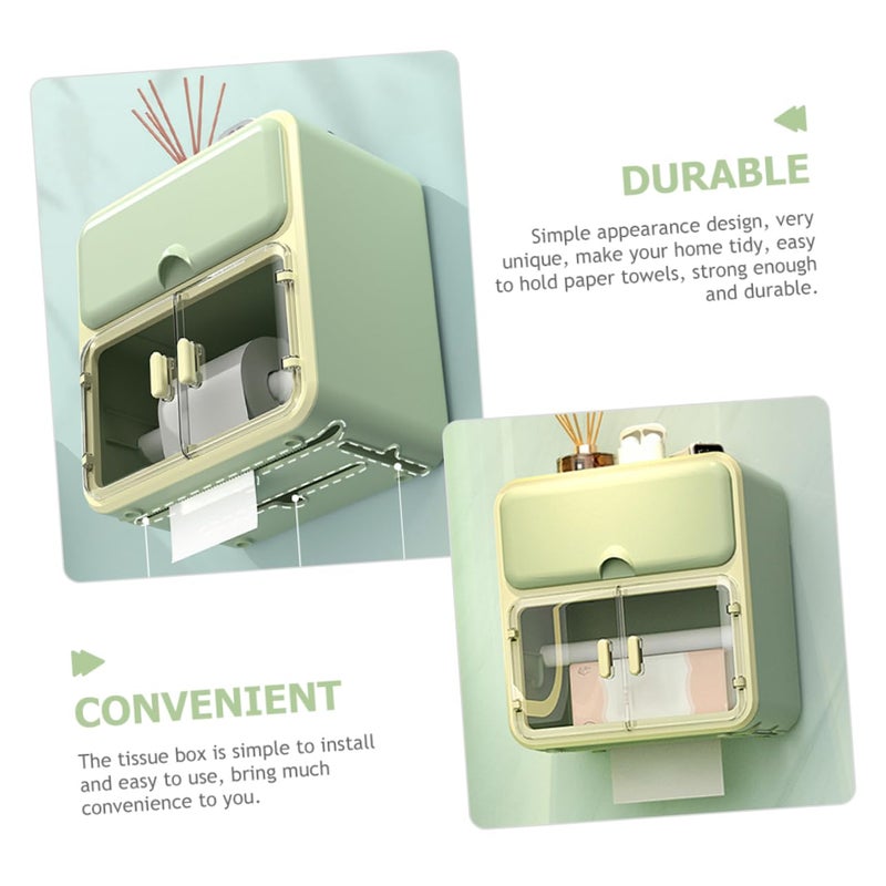 Wall Mounted Waterproof Toilet Paper Holder Punch Free Design White Plastic Bathroom Organizer - Image 5