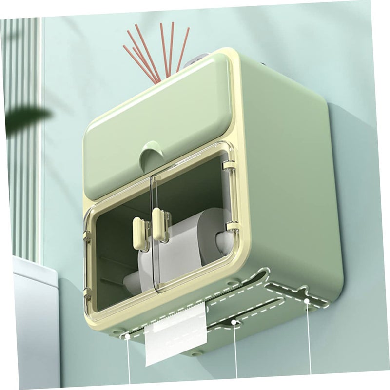 Wall Mounted Waterproof Toilet Paper Holder Punch Free Design White Plastic Bathroom Organizer - Image 4