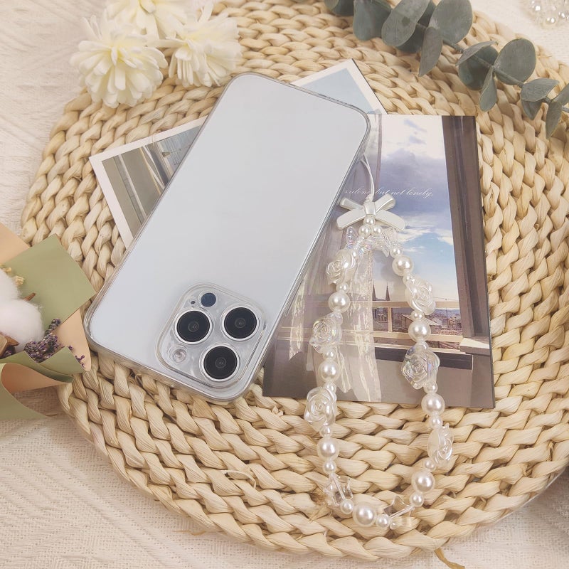 cioatu 4 Pieces Cute Phone Charms Beaded Phone Strap Aesthetic Y2K CellPhone Keychain Cute Bear Butterfly Heart Cool PhoneCharm for Bag Keychain Airpods Camera Pendants Decor (White Style) - Image 4