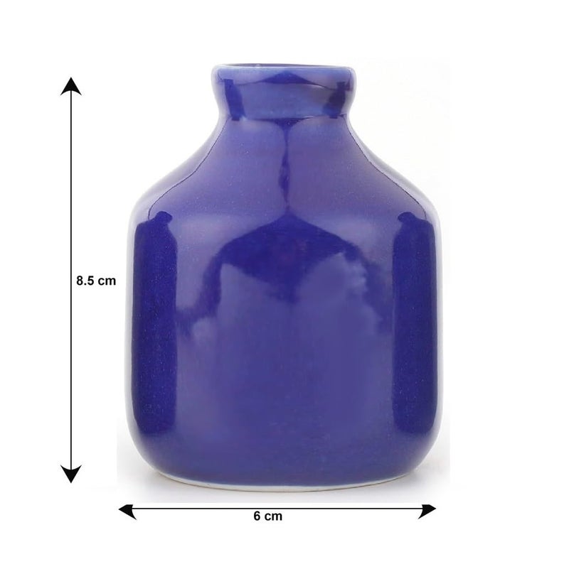 Mkd2 Rise Ceramic Flower Vase Pot Without Flowers, Small, Blue, 1 Piece for Home Decor, Living Room, Bedroom, Center Table and Office Decoration - Image 5