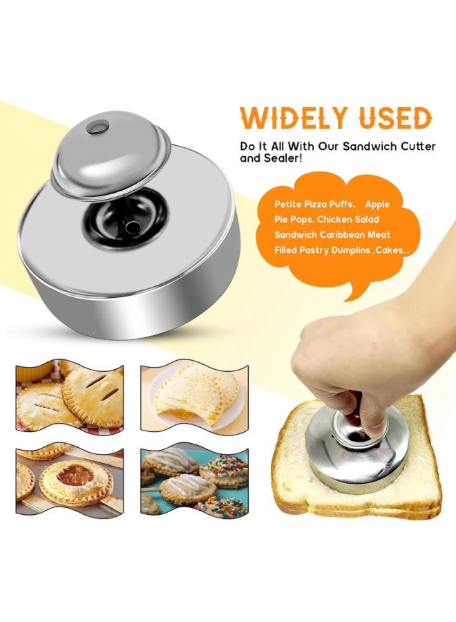 Stainless Steel Sandwich Cutting Sealing Mold Bread Spring Stamper Sandwich Thawing Sealer Baking Mold-Specifications:Square Sandwich Cutting Sealer-Color:Orange Red