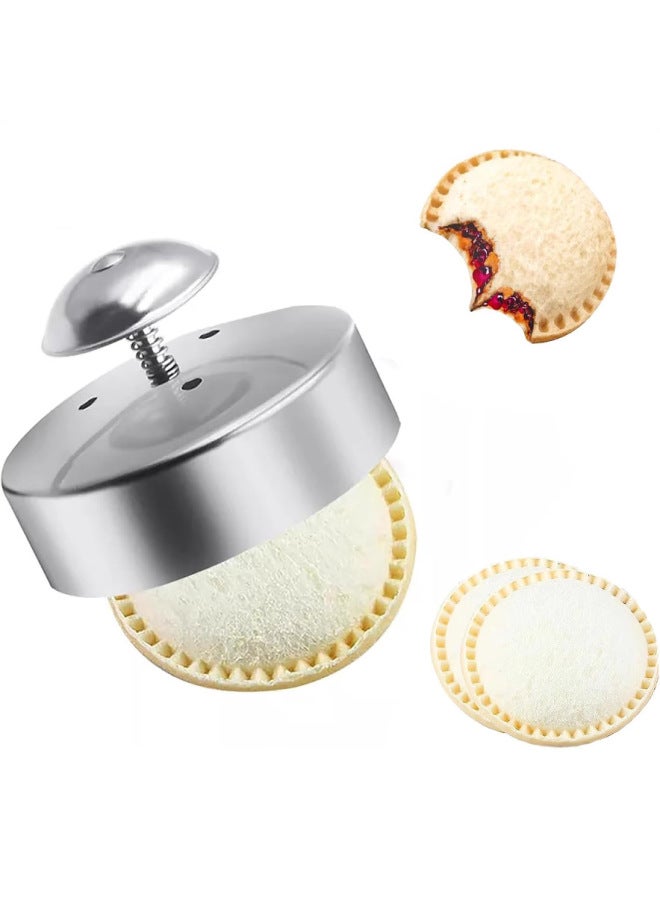 Stainless Steel Sandwich Cutting Sealing Mold Bread Spring Stamper Sandwich Thawing Sealer Baking Mold-Specifications:Square Sandwich Cutting Sealer-Color:Orange Red