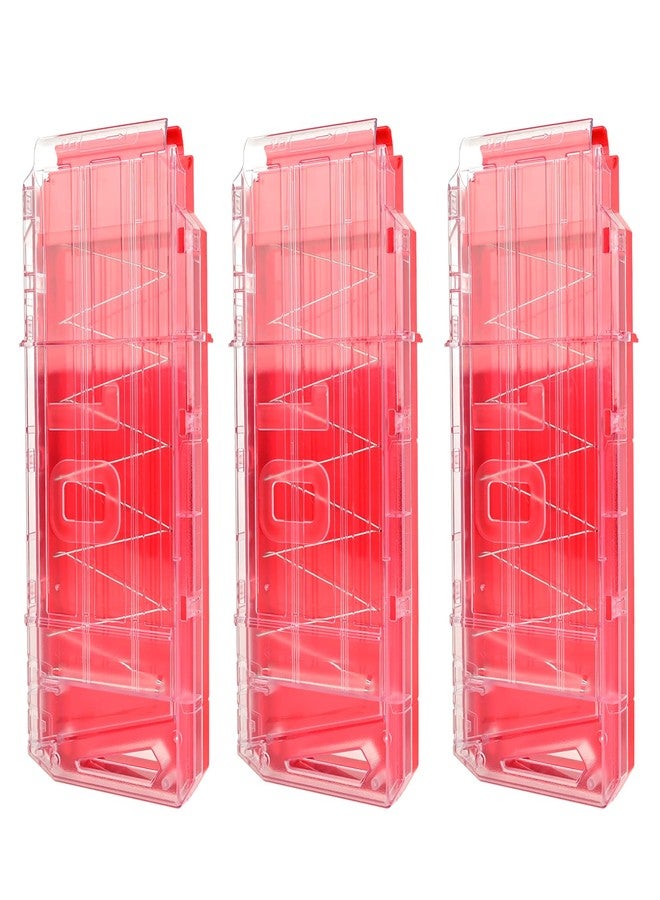 OIMIO Magazine Clips, 10-Dart Magazine Quick Reload Clips Bullet Clips for Nerf Centurion & Motostryke MEGA Blasters 3 PCS (Clear & Red) - Image 1