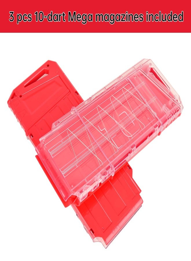 OIMIO Magazine Clips, 10-Dart Magazine Quick Reload Clips Bullet Clips for Nerf Centurion & Motostryke MEGA Blasters 3 PCS (Clear & Red) - Image 2