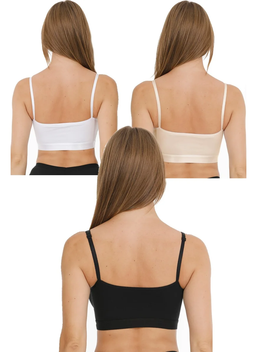بارلانجري Nursing Half Undershirt Set of 3 Black-White-Skin