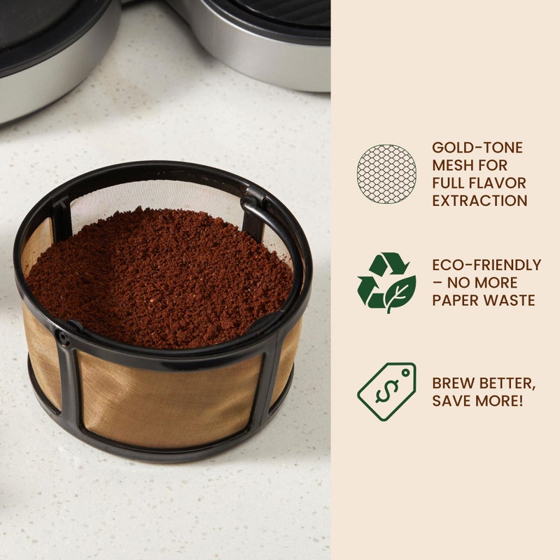 PUREHQ Reusable Keurig Mesh Coffee Filter Basket for K-Duo Essentials, Keurig Duo Hot & Iced Coffee Makers by PureHQ â€“ Refillable Gold Tone Carafe Filter for Ground Coffee - Image 4