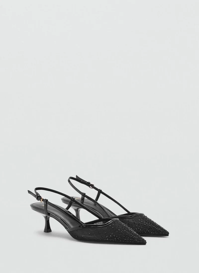 MANGO Glitter mesh heeled shoes