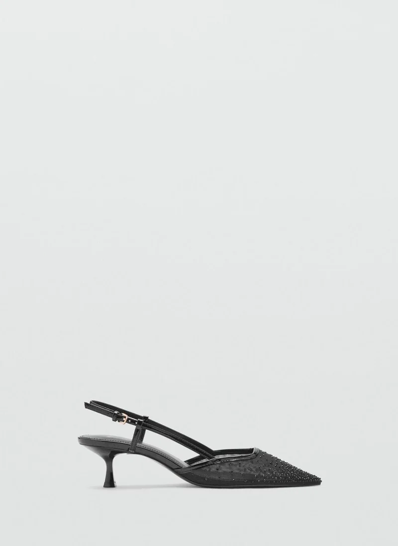 MANGO Glitter mesh heeled shoes