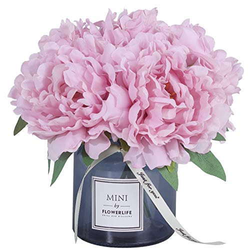 moomass Artificial Hydrangea and Glass vase, Ins Style Artificial Flower Glass Bottle Set, Suitable for Living Room, Dining Table, Office, Wedding, Hotel Banquet and Other Home Decoration. (Purple Pink) - Image 2