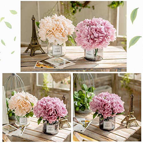 moomass Artificial Hydrangea and Glass vase, Ins Style Artificial Flower Glass Bottle Set, Suitable for Living Room, Dining Table, Office, Wedding, Hotel Banquet and Other Home Decoration. (Purple Pink) - Image 5