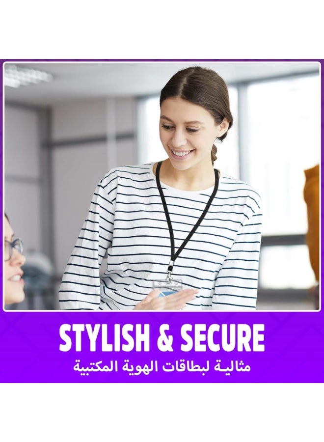 MCENTT 2 Pcs ID Badge Holder with Lanyard & Retractable Reel | Clear Plastic Vertical Card Holder for Office, School & Employee ID Cards - Image 5