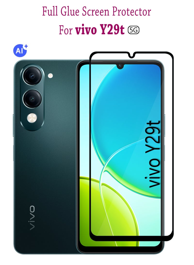vivo Y29t 5g Screen Protector | Tempered Glass Compatible with vivo Y29t 5g| Screen Protector Full HD Quality Tempered Glass Anti-Scratch Edge to Edge Coverage with Easy Installation Kit - Black - Image 1